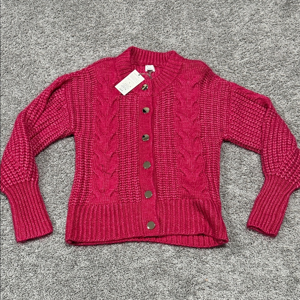a new day Women's Button-Up Cable Knit Cardigan - magenta